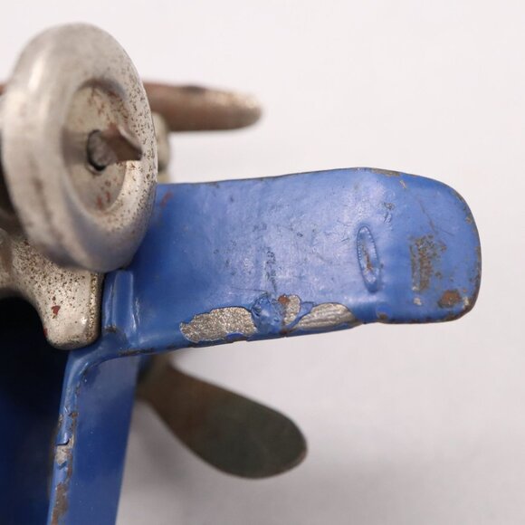1930's Hubley Cast Iron Blue Giro Copter Plane w/ Metal Wheels Original Paint - Picture 13 of 14